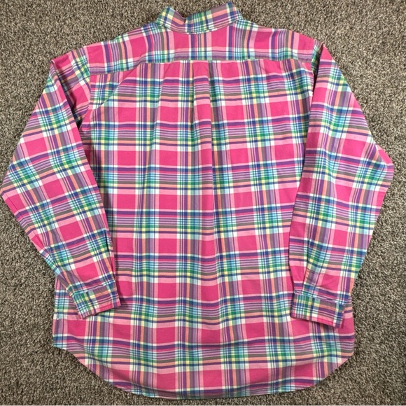 Ralph Lauren Mens 2XLT Blue Pink Green Plaid Oxford Shirt Pony Logo Long Sleeve - Picture 3 of 10